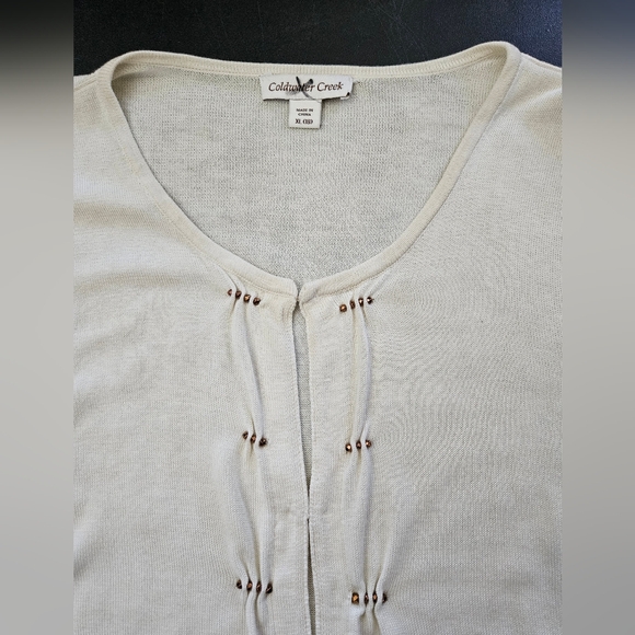 Coldwater Creek Silk Blend Cream Hook Closing Cardigan - Size XL - EUC - Picture 6 of 11